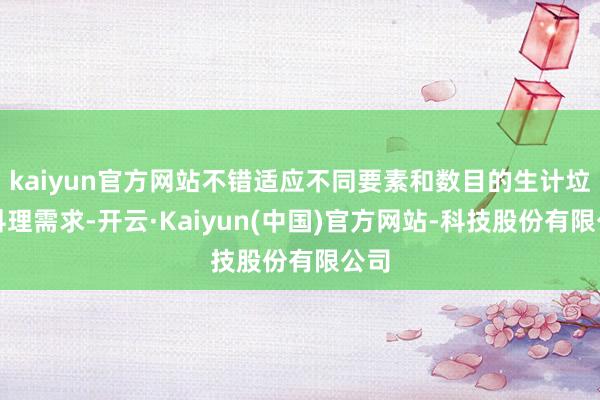 kaiyun官方网站不错适应不同要素和数目的生计垃圾料理需求-开云·Kaiyun(中国)官方网站-科技股份有限公司