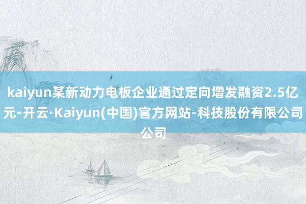 kaiyun某新动力电板企业通过定向增发融资2.5亿元-开云·Kaiyun(中国)官方网站-科技股份有限公司